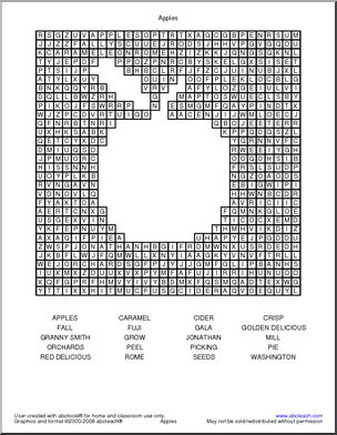 Word Search: Apples (elementary)