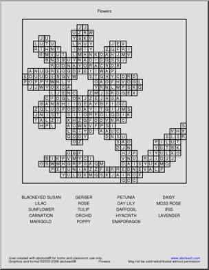 Word Search:  Flowers