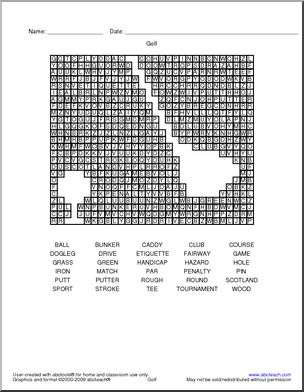 Word Search: Golf Vocabulary
