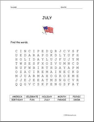 Word Search: July