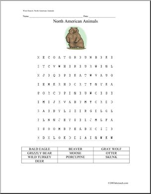 Word Search: North American Animals