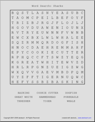 Word Search: Sharks