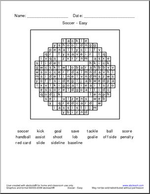 Word Search: Soccer Terminology (easy)