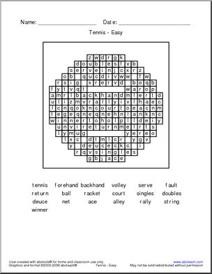 Word Search: Tennis Terminology (easy)