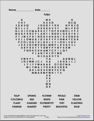 Word Search: Tulips – hard (uppercase)