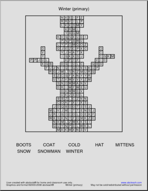 Word Search: Winter (primary)