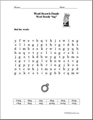 “ing” words’ Word Search
