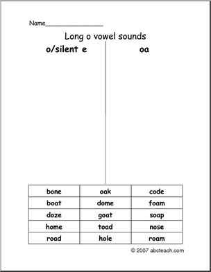 Vowels- Spelling Long O (primary/elem) 1 Word Sort