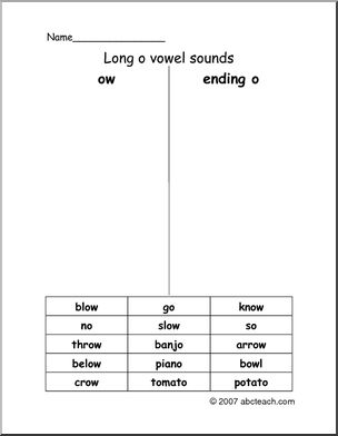 Vowels- Spelling Long O (primary/elem) 2 Word Sort