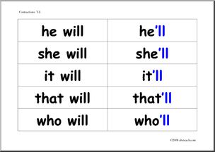 Contractions – ‘LL Word Wall