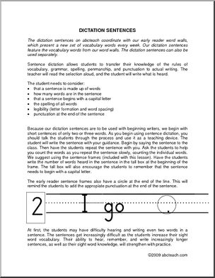 abcteach Early Writer Dictation Sentences – directions (primary)