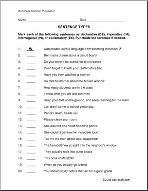 Worksheet: Sentence Types (upper elem)