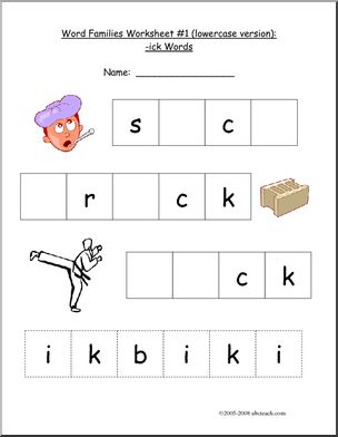 -ICK Word Family Worksheet – Abcteach