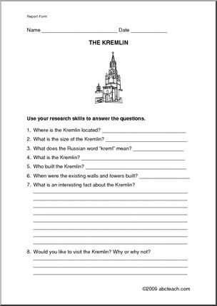 Report Form: World Landmarks – Kremlin (upper elem/middle)