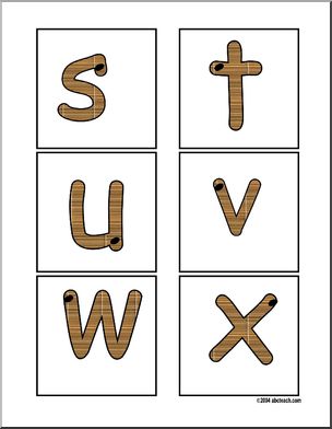 Worms s-z (lower-case) Alphabet Cards