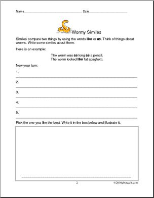 Worms (upper elem) Poetry Prompts