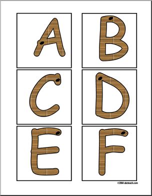Worms (upper case A-L ) Alphabet Cards