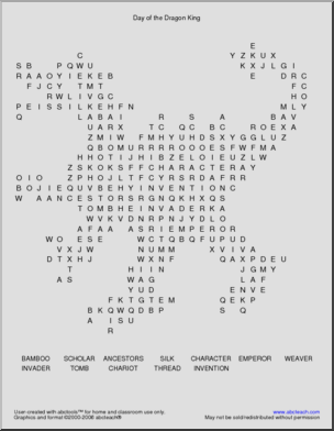 Day of the Dragon King (primary/elem) Word Search