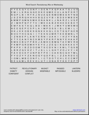 Revolutionary War (primary) Word Search