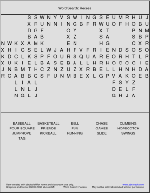 Word Search: Recess