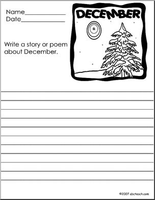 Months – December (primary/elem) Color and Write