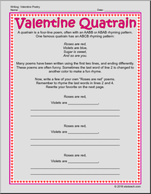 Valentine’s Day Poetry Writing Packet