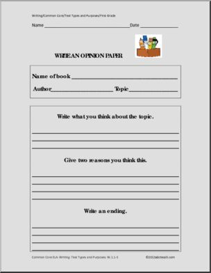 Common Core: Writing – Text Types and Purposes Template (1st grade)
