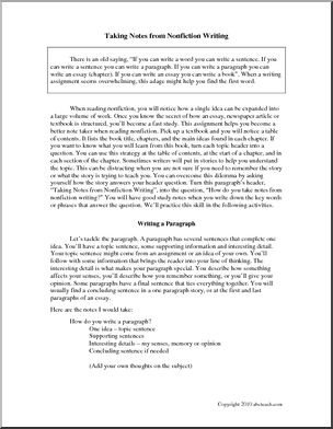 Study Skills Note Taking and Paragraph Writing Writing