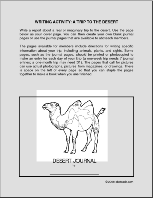 A Trip to the Desert (elem/upper elem) – cover only’ Writing Activity
