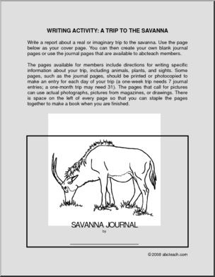 A Trip to the Savanna (elem/upper elem) – cover only’ Writing Activity