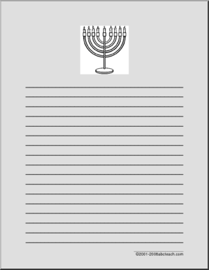Writing Paper: Hanukkah – Menorah (elem)