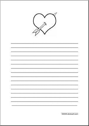 Writing Paper: Valentine with Arrow (upper elem)