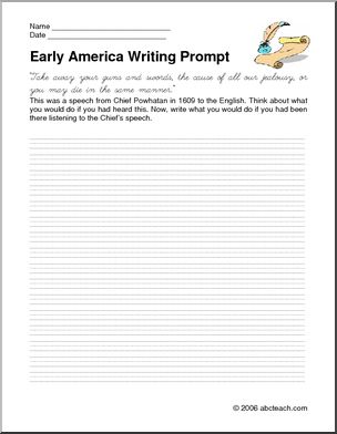 Writing Prompts: Early Americans (elem/upper elem)