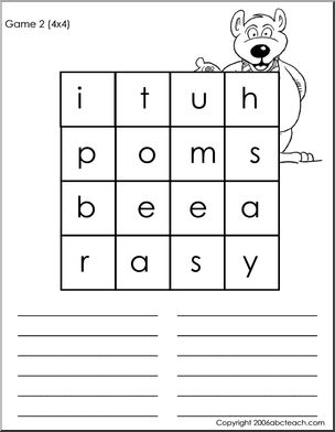 Game: Search a Word 4 x 4 (bear)