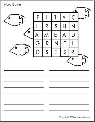 Game: Search a Word 5 x 5 (fish) (elem)