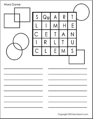 Game: Search a Word 5 x 5 (circles & squares) (elem)
