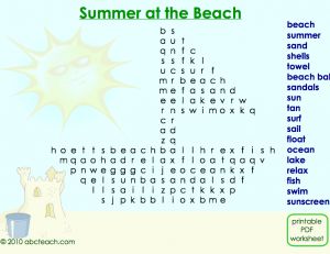 Interactive: Notebook: Word search- Beach Sail Boat (easy)