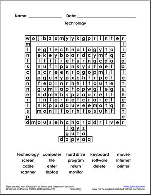 Word Search: Technology (computer shape)