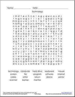 Word Search: Technology (elem/upper el)