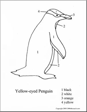 Color By Number: Yellow-eyed Penguin – Abcteach