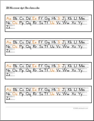 Bookmark: ZB-Style Manuscript (vowels in color, ruled lines)