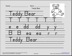 Handwriting Practice: Teddy Bear ZB Font