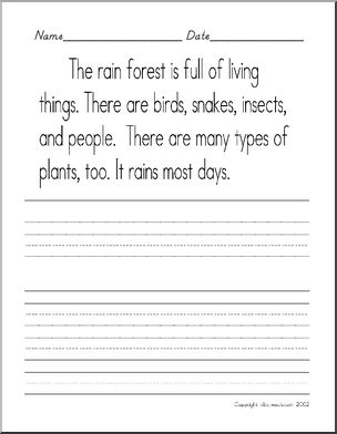 Handwriting Practice: Rain Forest – Manuscript (ZB-Style Font)